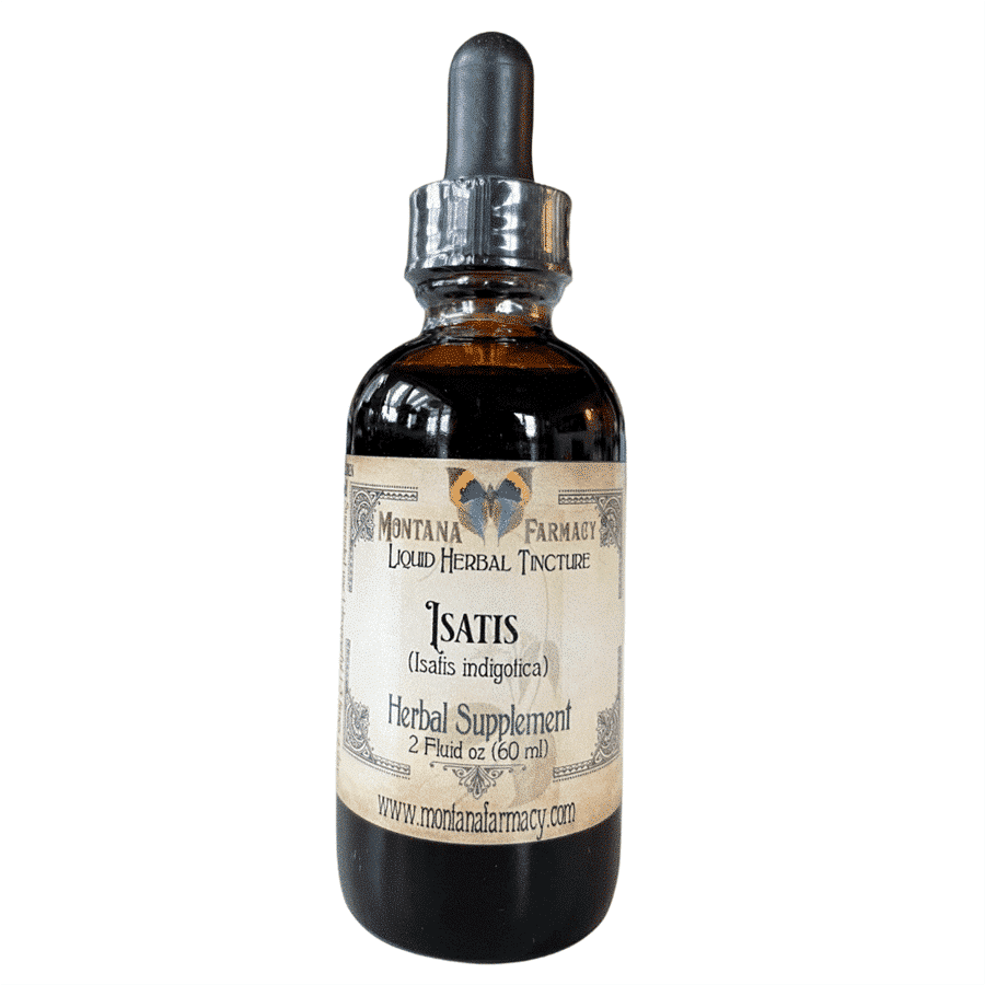 Isatis liquid herbal tincture bottle, 2oz, Montana Farmacy brand